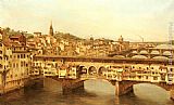 Antonietta Brandeis Canvas Paintings - View Of The Ponte Vecchio, Florence